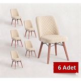 Avenza Living Kapitone Gold 6'lı Mutfak Cafe Sandalyesi - Krem