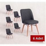 Avenza Living Kapitone Gold 6'lı Mutfak,cafe Sandalyesi - Antrasit