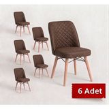 Avenza Living Kapitone Gold 6,lı Mutfak,cafe Sandalyesi - Kahve