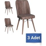 Avenza Living Kare Gold 3'lü Sandalye Mutfak Sandalyesi - Kahverengi