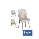Avenza Living Kare Gold 3'lü Sandalye Mutfak Sandalyesi - Krem