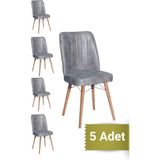 Avenza Living Kare Gold 5'li Sandalye Mutfak Sandalyesi - Gri
