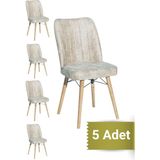 Avenza Living Kare Gold 5'li Sandalye Mutfak Sandalyesi - Krem