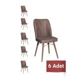 Avenza Living Kare Gold 6 Li Sandalye Kahve Mutfak Sandalyesi