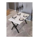 Avenza Living Kütük Yemek Masası 80X120 Metal Ayak Beyaz