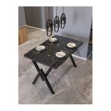 Avenza Living Kütük Yemek Masası Siyah Mermer 80X120 Metal Ayak