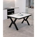 Avenza Living Modern 70X110 Yemek Masası | Minimal Tasarım Mutfak & Balkon Masası - Mermer Desen -Beyaz