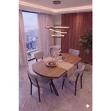 Avenza Living Nova Serisi Modern Yemek Masası Takımı - 4 Kişilik Salon & Mutfak Seti - Renk Seçenekli - Ceviz - Açık Gri