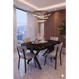 Avenza Living Nova Serisi Modern Yemek Masası Takımı - 4 Kişilik Salon & Mutfak Seti - Renk Seçenekli - Siyah - Gri
