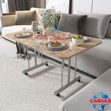 Avenza Living Tekerlekli Masa Orta Sehpa 70 x 110 Yükseklik 58 cm Metal Ayak Yemek Masası Balkon Masası