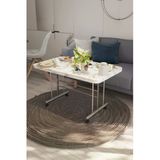 Avenza Living Tekerlekli Masa Orta Sehpa 70X110 Beyaz Mermer Metal Ayaklı