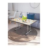 Avenza Living Tekerlekli Masa Orta Sehpa 70X110 Gri Mermer Metal Ayaklı