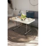 Avenza Living Tekerlekli Masa Orta Sehpa Beyaz Mermer 70X110 Cm Metal Ayak