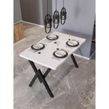 Avenza Living Yemek Masası Avenza Living 80*120 Kütük Model Metal Ayak Mutfak Ofis Balkon Dekoratif Masa (SUNTALAMDAN ÜRETİLMİŞTİR) - Beyaz
