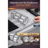 AVEO 1 ADET Alüminyum Su Sızdırmaz Yanmaz Bant, 3cm x 5m Kendinden Yapışkanlı Ocak Kenarı Lavabo İzolasyon Bandı