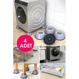 Aveo 4 Adet Gri Eşya Altlığı Çamaşır Bulaşık Makinası Buzdolabı Yükseltici Titreşim Önleyici