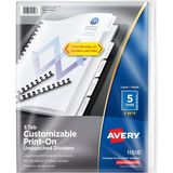 Avery Deliksiz Print On Trennblaetter, Beyaz, 5, 5 Sekme Setleri (11516) Menteşe - Ana Renkler
