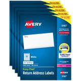 Avery Easy Peel Return için adres etiketleri Lazer/LED yazıcı, 1/5,1 cm x 1 – 3/10,2 cm Box 8.000, Fall 5 adet (5167)