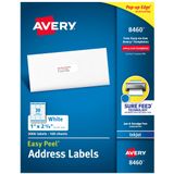 Avery Emin Beslemeli Kolay Soyulabilir Yazdırılabilir Adres Etiketleri, 1" x 2-5/8", Beyaz, 3.000 Boş Posta Etiketi (08460)