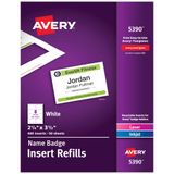 Avery İsim etiketi ekleri, baskı veya yazma, 6,4 x 8,9 cm, 400 kart dolumu (5390), beyaz