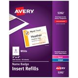 Avery İsim Rozet Uçları, Baskı veya Yazma, 7 x 10 cm, 300 Kart Stok Yedekleri (5392), Beyaz