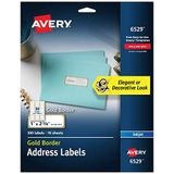 Avery Mürekkep Püskürtmeli Yazıcılar için Altın Kenarlıklı Adres Etiketleri, 1" x 2-5/8", 300 Etiket, 5 Paket (6529)