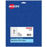 Avery Su Geçirmez Yağa Dayanıklı Film Etiketleri - Banyo ve Güzellik, Kavanozlar, 2" x 2" Kare, Lazer veya Pigment Baskı için, 120 Etiket (64503)
