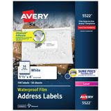 Avery Ultrahold Kalıcı Yapışkanlı Su Geçirmez Etiketler, 1-1/3" x 4", Lazer Yazıcılar için 700 Etiket (5522)