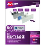 Avery'nin Mighty Rozeti, 1" x 3" Gümüş İsim Etiketi, 50 Kimlik Rozeti, Lazer Yazıcılar için 120 Ek Parça (71208)