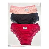 AVES Kadın Dantelli Bikini Slip Külot, 3'lü Set, Karışık Renkler