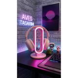 Aves Tasarım Gamer Kulaklık Standı Pembe Neon Işıklı