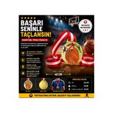 AVESSA Basketbol Figürlü Madalya, 6,5 cm, Kırmızı-Beyaz Kurdela