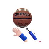 AVESSA BT-170 Outdoor Kauçuk 8 Panel Basketbol Topu No 6 + Top Pompası + Havlu Bileklik