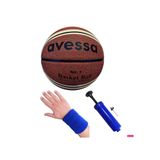 AVESSA BT-170 Outdoor Kauçuk 8 Panel Basketbol Topu Unisex + Top Pompası + Havlu Bileklik