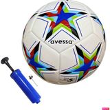 Avessa FT-800 Futbol Topu 4 Astarlı Sert Zemin Halı Saha Topu Maç Topu 420 gr + Top Pompası - Beyaz - Mavi