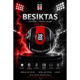 Avessa Lisanslı BJK-3011 Beşiktaş Futbol Topu Clup - Yüksek Kaliteli Pu Deri Yüzey - 4 Katmanlı Astar - Siyah - Beyaz