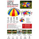 AVESSA OAP-10 Aktive Paraşütü – Büyük Boy 5 Metre - Dayanıklı Paraşüt Kumaşı - Kolay Tutuş Sapları