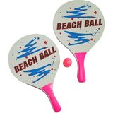 Avessa Plaj Tenis Raket Seti ( 2 Raket 1 Top) Beyaz Pembe - Renkli