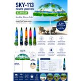 Avessa SKY-113 Deniz Şemsiyesi 2,4 mt Çap - Plaj Şemsiyesi - Balkon Şemsiyesi - Rüzgara Dayanıklı Yapı