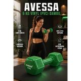 AVESSA Vinly Pvc Kaplama 6 KG Dambıl - Konforlu Kavrama - Köşeli ve Dengeli Tasarım