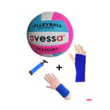 AVESSA Vlm-700 Dikişli Soft Touch 280 Gr Fosforlu Deri Voleybol Topu No:5 + Pompa + Kolluk + Havlu Bileklik