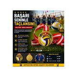 AVESSA Voleybol Figürlü Madalya, 6,5 cm, Kırmızı-Beyaz Şeritli