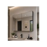 AVEVA HOME 2 Kapaklı (SİYAH) 70X70 Aynalı Banyo Dolabı Çok Amaçlı Banyo Dolabı