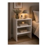 AVEVA HOME PERA Beyaz Çok Amaçlı Banyo ve Yatak Odası Komodini - 3 Raflı Düzenleyici Sehpa Kitaplık 52x40x30 cm