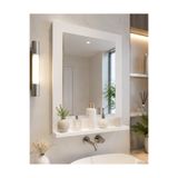 AVEVA HOME Safirr Banyo Aynası, Dresuar, 60x45 Beyaz Raflı Banyo Aynası