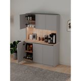 Avex Home Luna Kahve Köşesi – 135 cm Çok Amaçlı dolap – Gömme LED Aydınlatmalı – MDF – Krem, Meşe