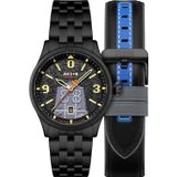 Avi-8 AV-4121-33 Flyboy Capcom 1942 Otomatİk Pixel Siyah Çelik Erkek Kol Saati