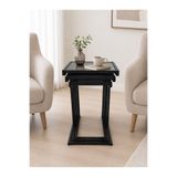 AVİBO HOME Arven 3’lü Zigon Sehpa Füme Camlı Siyah Metal Ayaklı Modern Koltuk Yanı C Sehpa Takımı