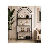 AVİBO HOME Bella Siyah Füme Cam 100 cm Kitaplık Dekoratif Aksesuar Rafı Mutfak Rafı