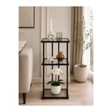 AVİBO HOME Elara 3 Katlı Metal Çiçeklik Yan Sehpa – 4 mm Temperli Şeffaf Cam Raflı Dekoratif Saksılık